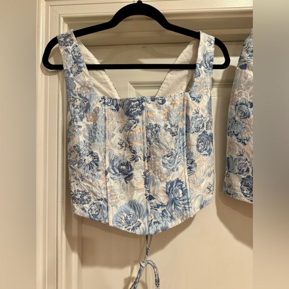 YLLW The Label Blue Floral Corset Top & Miniskirt// Size Large - Picture 5 of 11